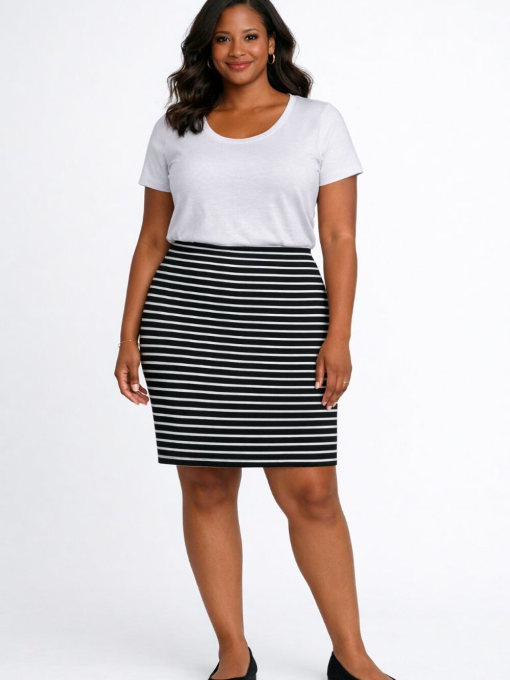Poshmark Listing: LOFT Black & White Striped Skirt‎ – Women’s XL